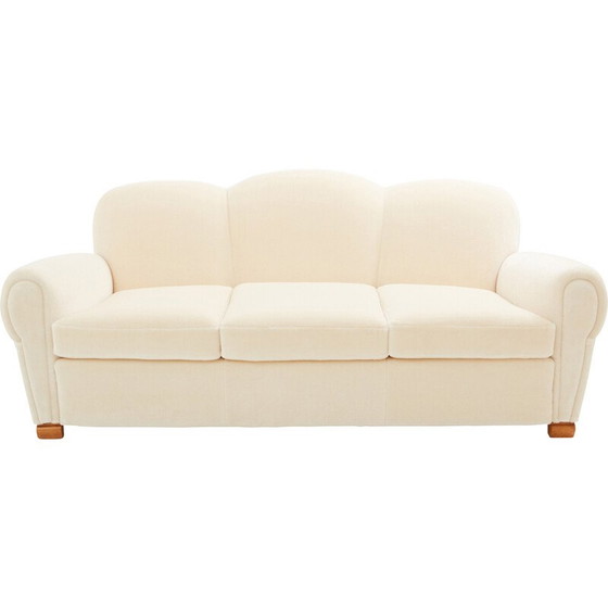 Image 1 of Vintage 3-seater sofa in mohair velvet by Jules Leleu for Edmond Honoré, 1940