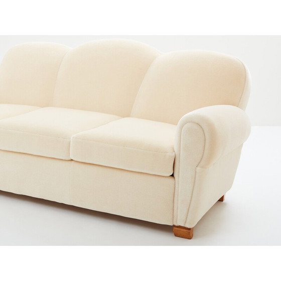 Image 1 of Vintage 3-seater sofa in mohair velvet by Jules Leleu for Edmond Honoré, 1940