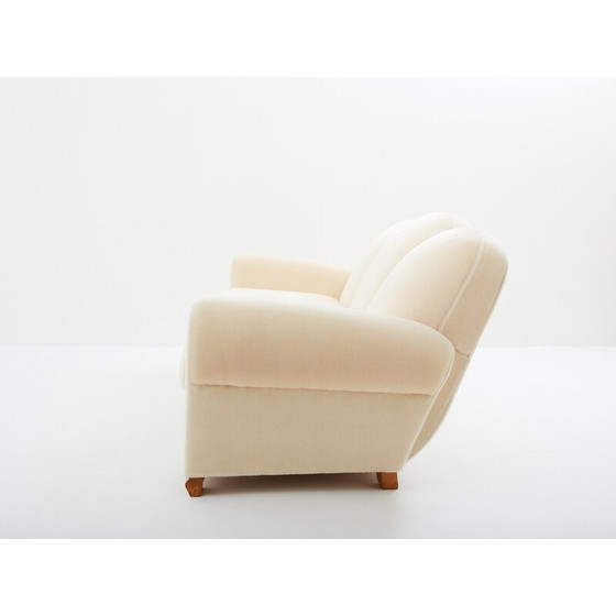 Image 1 of Vintage 3-seater sofa in mohair velvet by Jules Leleu for Edmond Honoré, 1940