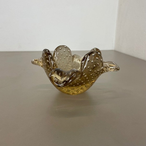 Image 1 of Vintage glass ashtray in Murano bubble glass by Barovier and Toso, Italy 1970s