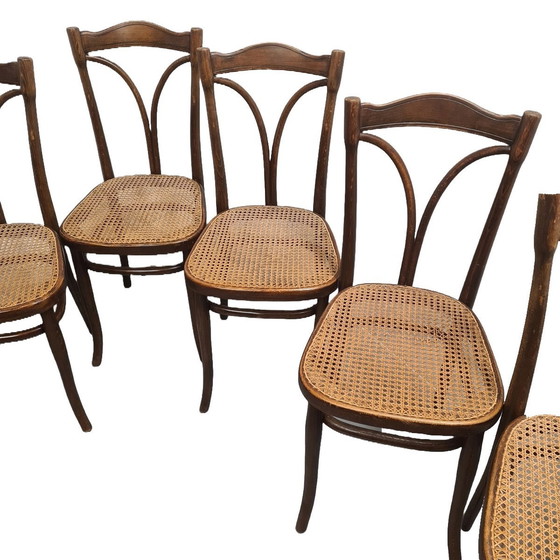 Image 1 of Thonet Dining Chairs With Webbing, From 1906