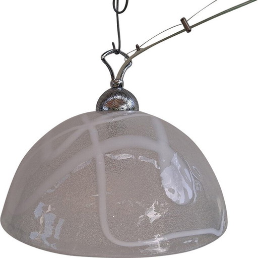 Vintage Murano white glass pendant lamp, 1970s