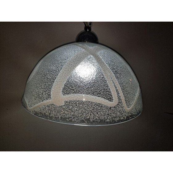 Image 1 of Vintage Murano white glass pendant lamp, 1970s