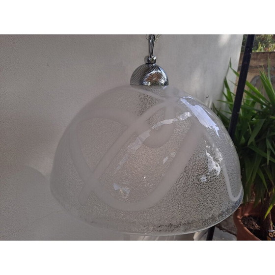 Image 1 of Vintage Murano white glass pendant lamp, 1970s