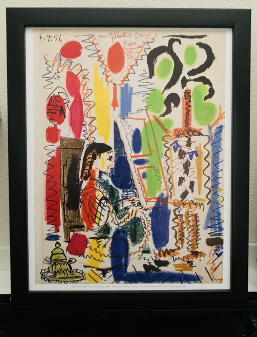 Pablo Picasso, "The Atelier In Cannes, 1956." With Frame. Offset Lithograph. Made On Premium Paper.