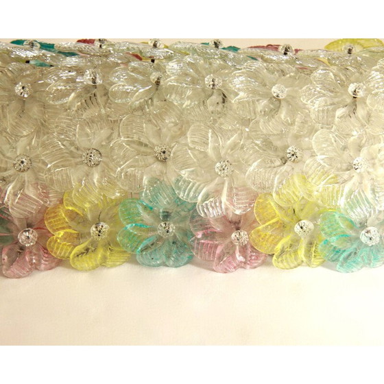 Image 1 of Vintage lamp in white lacquered metal Barchetta Murano Roses, Italy 1950