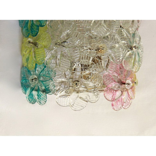 Vintage lamp in white lacquered metal Barchetta Murano Roses, Italy 1950