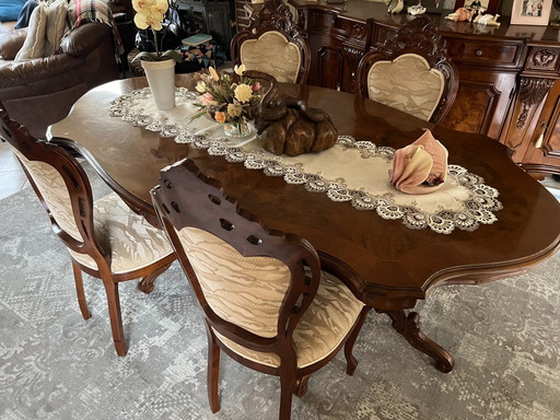 Walnut Dining Table Madera + 6x Mosca Chairs