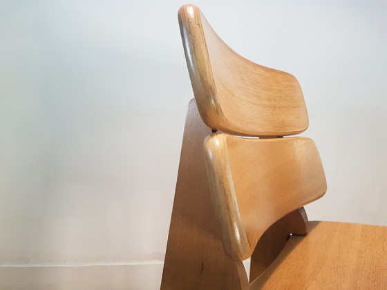 Image 1 of 3X Constructivist / Brutalist Side Chairs In Oak