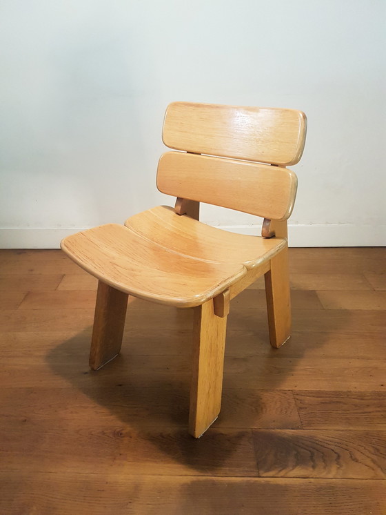 Image 1 of 3X Constructivist / Brutalist Side Chairs In Oak