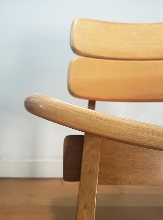 Image 1 of 3X Constructivist / Brutalist Side Chairs In Oak