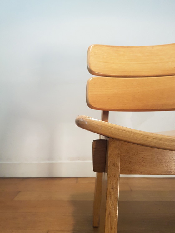 Image 1 of 3X Constructivist / Brutalist Side Chairs In Oak