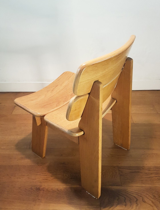 Image 1 of 3X Constructivist / Brutalist Side Chairs In Oak