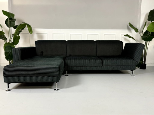 Brühl Moule corner sofa fabric sofa couch relax function black white