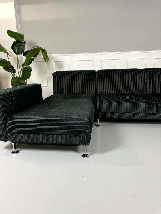 Image 1 of Brühl Moule corner sofa fabric sofa couch relax function black white