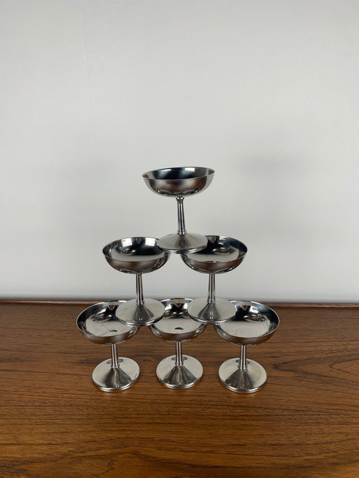 Set Of 6 Stainless Steel Ice Cream Cups