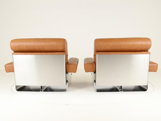 Image 1 of Lounge Chairs By Xavier Féal For Inox Industrie France, 1970S