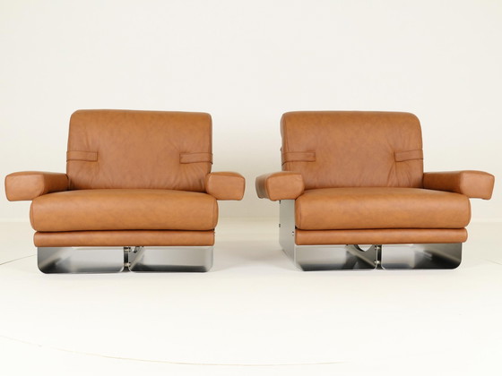 Image 1 of Lounge Chairs By Xavier Féal For Inox Industrie France, 1970S