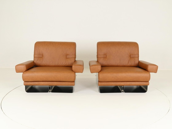 Image 1 of Lounge Chairs By Xavier Féal For Inox Industrie France, 1970S