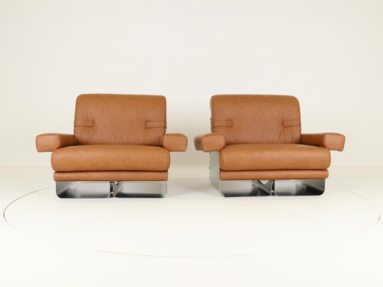 Image 1 of Lounge Chairs By Xavier Féal For Inox Industrie France, 1970S