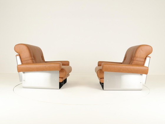 Image 1 of Lounge Chairs By Xavier Féal For Inox Industrie France, 1970S