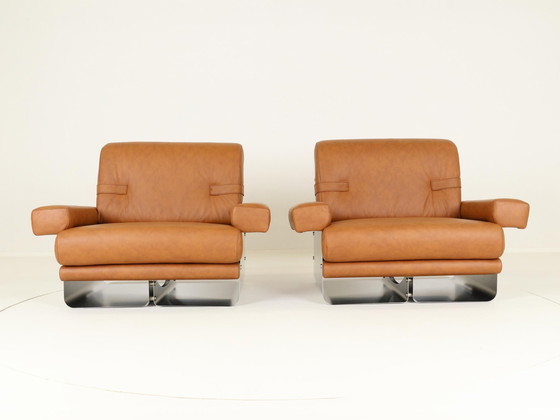 Image 1 of Lounge Chairs By Xavier Féal For Inox Industrie France, 1970S