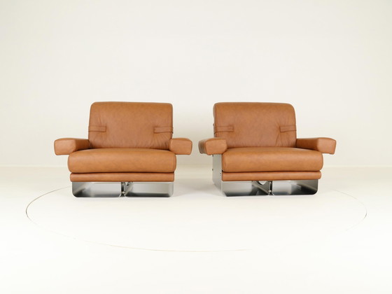 Image 1 of Lounge Chairs By Xavier Féal For Inox Industrie France, 1970S