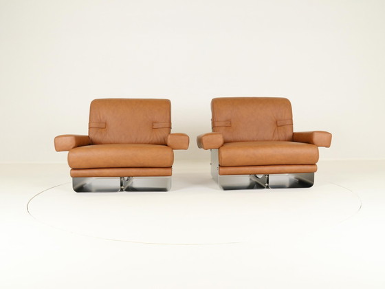 Image 1 of Lounge Chairs By Xavier Féal For Inox Industrie France, 1970S