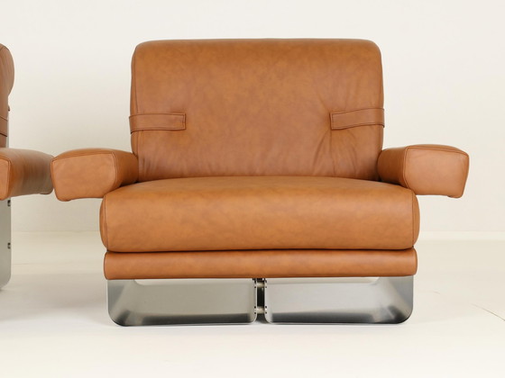 Image 1 of Lounge Chairs By Xavier Féal For Inox Industrie France, 1970S