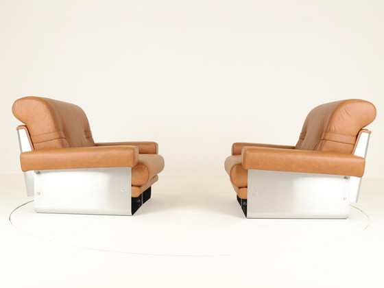 Image 1 of Lounge Chairs By Xavier Féal For Inox Industrie France, 1970S