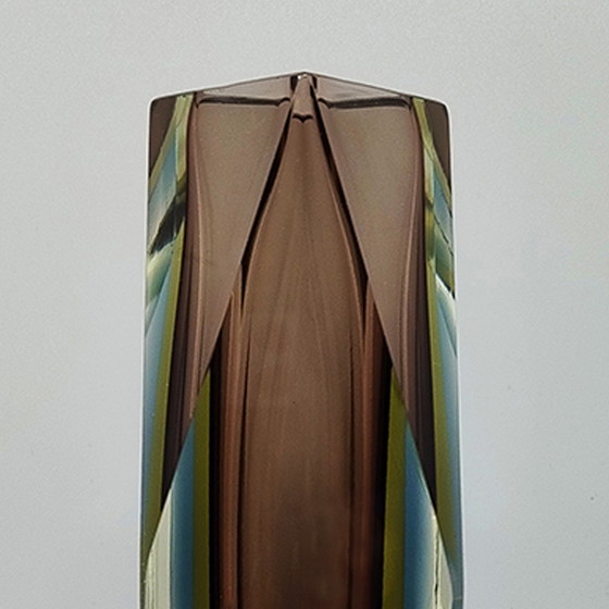 Image 1 of Vase étonnant des années 1960 en verre de Murano par Flavio Poli pour Seguso. Fabriqué en Italie