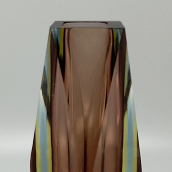 Image 1 of Vase étonnant des années 1960 en verre de Murano par Flavio Poli pour Seguso. Fabriqué en Italie