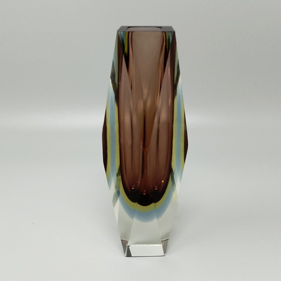 Image 1 of Vase étonnant des années 1960 en verre de Murano par Flavio Poli pour Seguso. Fabriqué en Italie