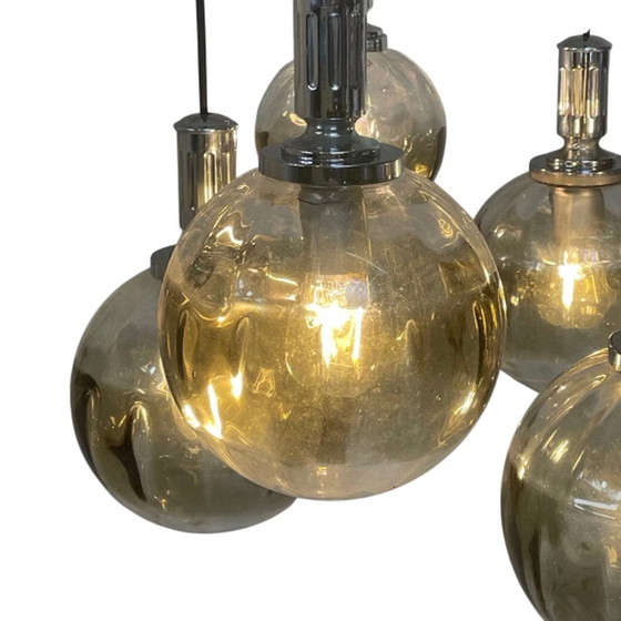 Image 1 of Massive - Cascade - Vintage 60’s hanging pendant - Including matching canopy - Smoked glass