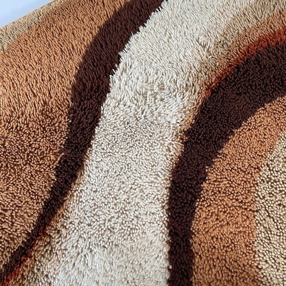 Image 1 of Vintage "Wave" High Pile Rya Rug by Prinstapijt Desso, Netherlands 1970s