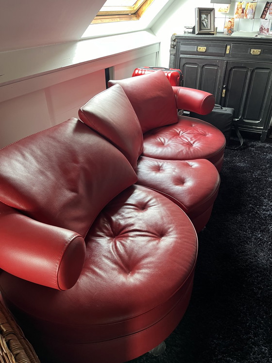 Image 1 of Formenti 2 seat and 3 seat in red leather