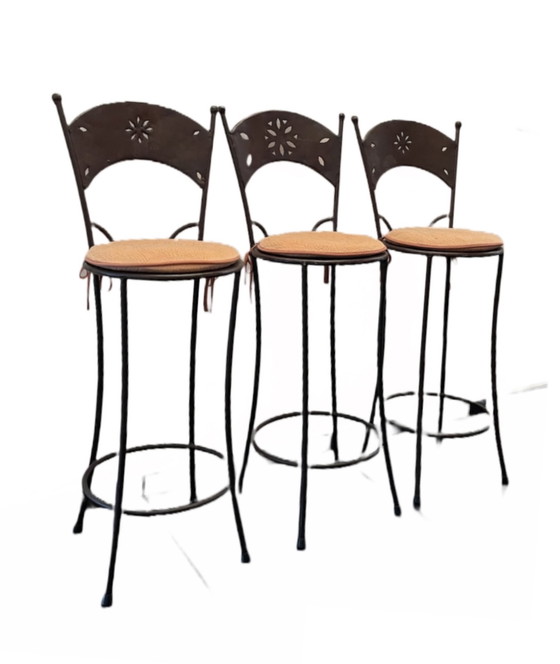 Image 1 of 3x Fer Forgé Barstool