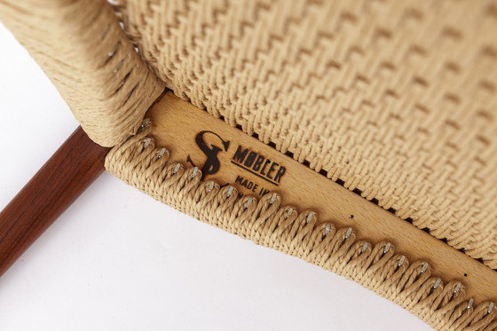 Image 1 of 2 sillas Søren Ladefoged, teca, década de 1960, asiento de cuerda de papel, sillas de comedor, juego de 2