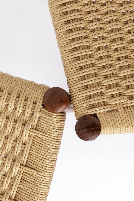 Image 1 of 2 sillas Søren Ladefoged, teca, década de 1960, asiento de cuerda de papel, sillas de comedor, juego de 2