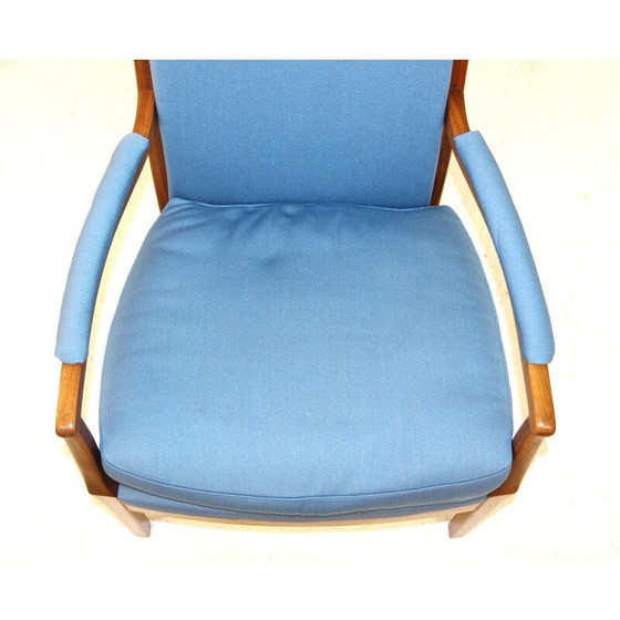 Image 1 of Vintage walnut and fabric armchair, Sweden 1960