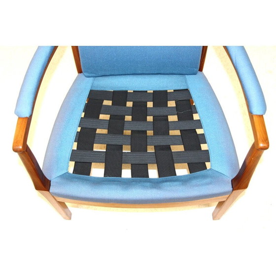 Image 1 of Vintage walnut and fabric armchair, Sweden 1960