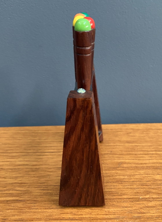 Image 1 of Forchette da cocktail in teak con supporto, anni '60