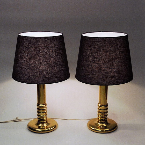 Image 1 of Pair of vintage IA typ 1723 table lamps in brass, Sweden 1970