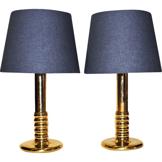 Image 1 of Pair of vintage IA typ 1723 table lamps in brass, Sweden 1970