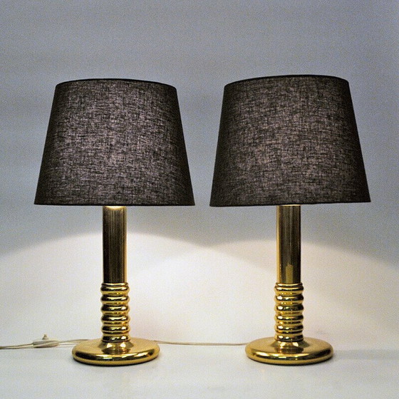 Image 1 of Pair of vintage IA typ 1723 table lamps in brass, Sweden 1970