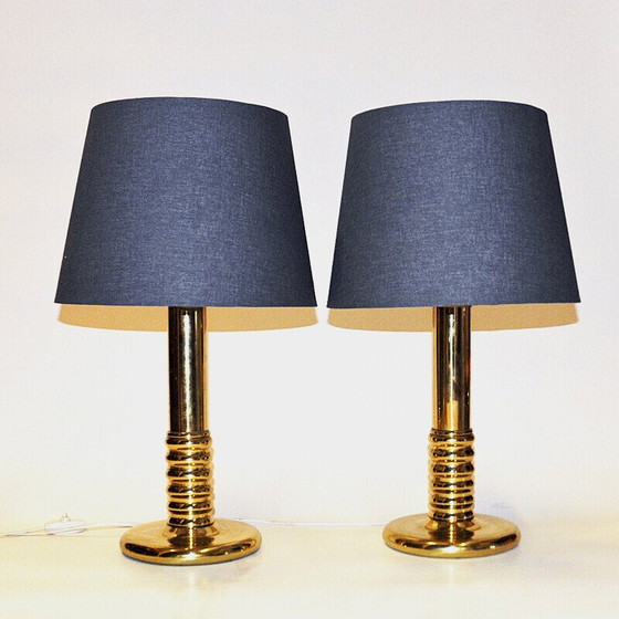 Image 1 of Pair of vintage IA typ 1723 table lamps in brass, Sweden 1970