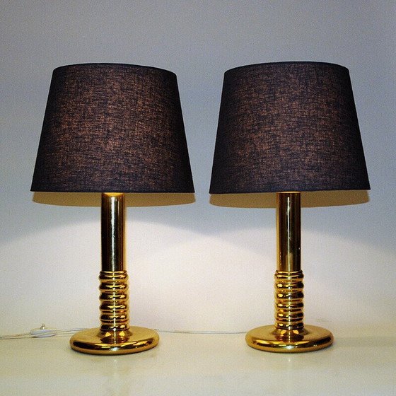 Image 1 of Pair of vintage IA typ 1723 table lamps in brass, Sweden 1970