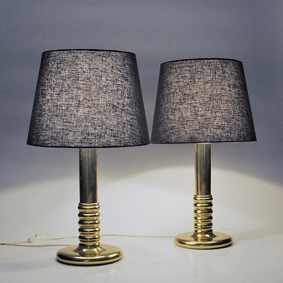 Image 1 of Pair of vintage IA typ 1723 table lamps in brass, Sweden 1970
