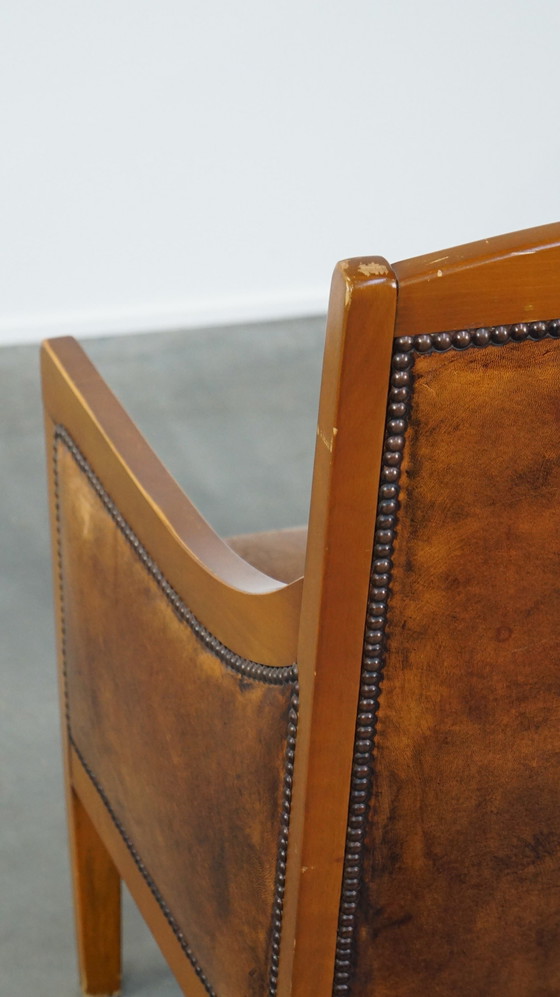 Image 1 of Sheep Leather Art Deco Design Armchair