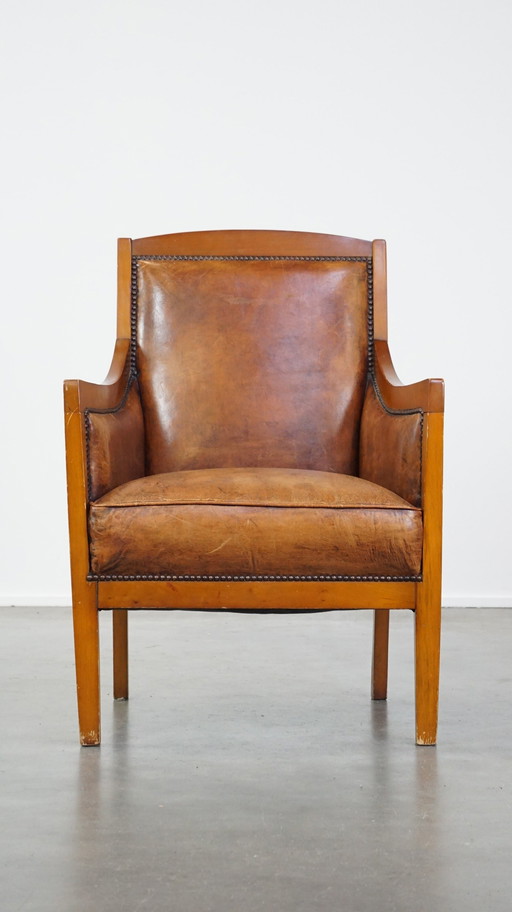 Sheep Leather Art Deco Design Armchair